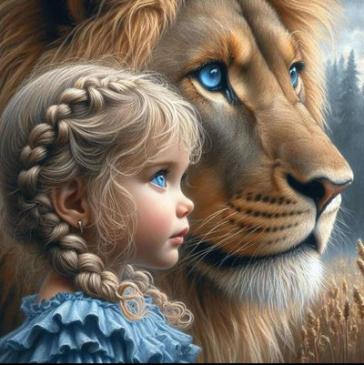 Diamond Painting-Mädchen und Löwe - Jetzt bei diamondspainting kaufen