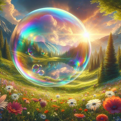 Diamond Painting-Magische Seifenblase im Morgenlicht