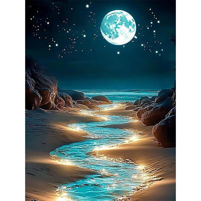 Diamond Painting-Magischer Mondschein am Meer