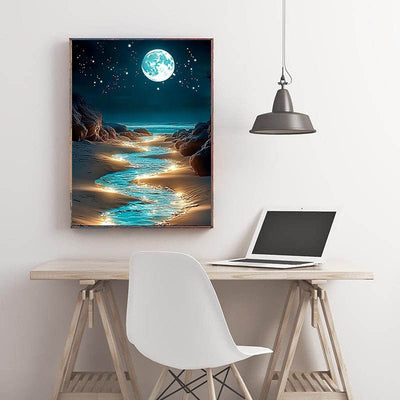 Diamond Painting-Magischer Mondschein am Meer