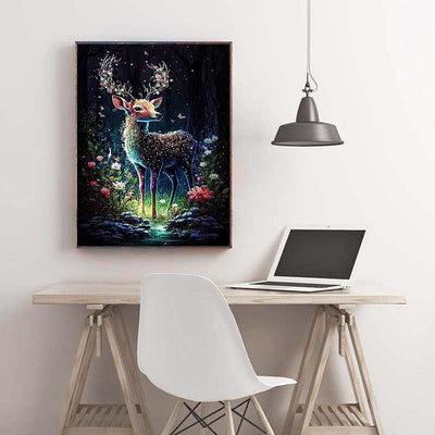 Diamond Painting-Magisches Reh im Blumenwald