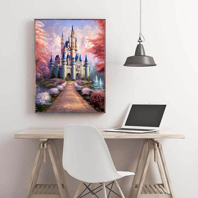 Diamond Painting-Märchenschloss im Blütenzauber