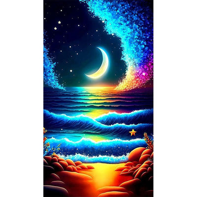 Diamond Painting-Meeresfläche im Mondlicht