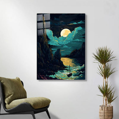Diamond Painting-Mondschein über dem Meer
