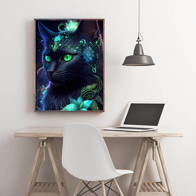 Diamond Painting-Nachtkatze im Elfenwald