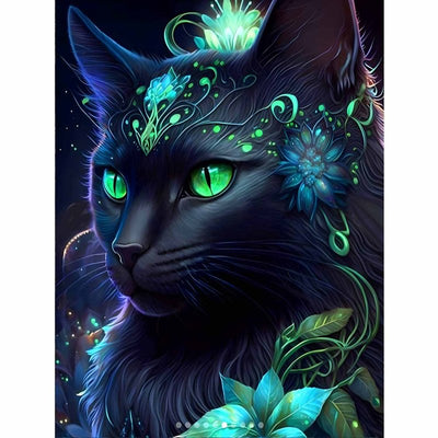 Diamond Painting-Nachtkatze im Elfenwald