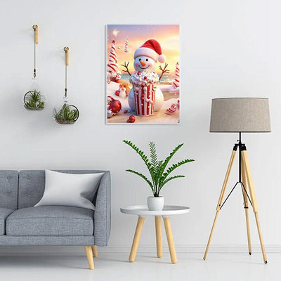 Diamond Painting-Niedlicher Weihnachtsschneemann