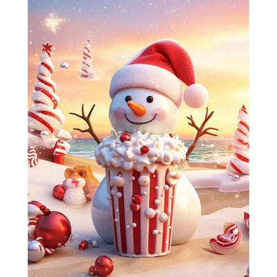 Diamond Painting-Niedlicher Weihnachtsschneemann