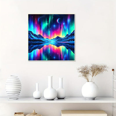 Diamond Painting-Nordlichter über den schneebedeckten Bergen