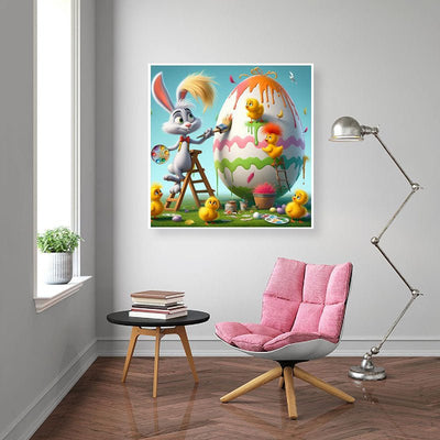 Diamond Painting-Osterei-Malspaß mit Hase und Küken