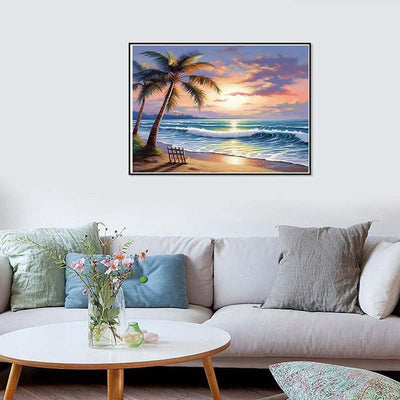 Diamond Painting-Palmen im Sonnenlicht