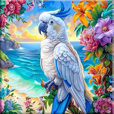 Diamond Painting-Papagei auf dem Ast - Jetzt bei diamondspainting kaufen