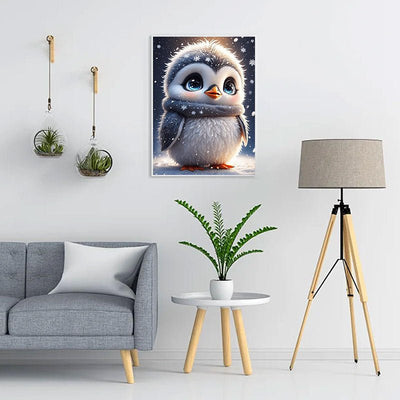 Diamond Painting-Pinguin im Schnee