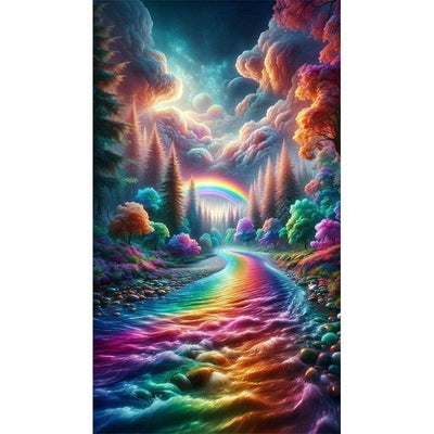 Diamond Painting-Regenbogen und Fluss