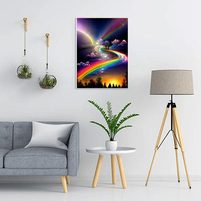 Diamond Painting-Regenbogen und Pfirsichbaum