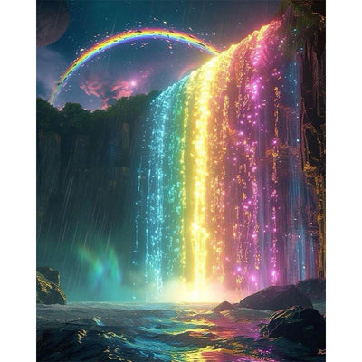 Diamond Painting-Regenbogen und Wasserfall