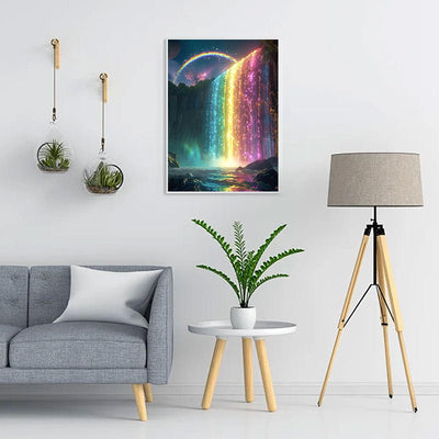 Diamond Painting-Regenbogen und Wasserfall