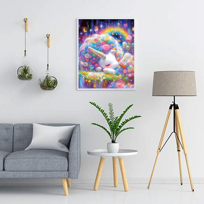 Diamond Painting-Schlafendes Einhorn im Blumenregen