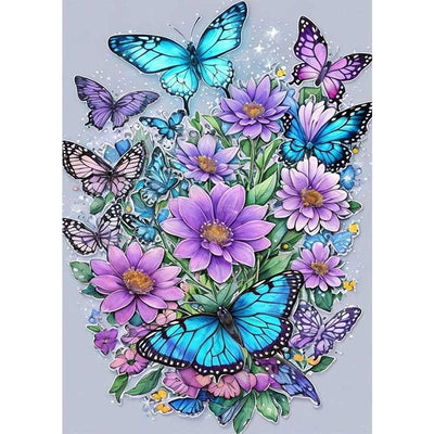 Diamond Painting-Schmetterlinge und Wildblumen