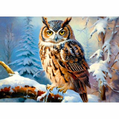 Diamond Painting-Schneeeule auf Ast