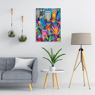 Diamond Painting-Sechs Eulen