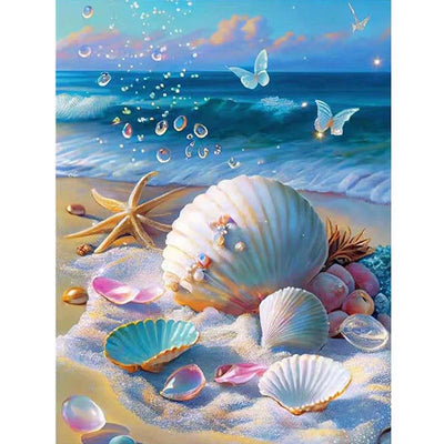 Diamond Painting-Sommerstrand mit Muscheln