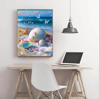 Diamond Painting-Sommerstrand mit Muscheln