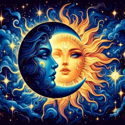 Diamond Painting-Sonne und Mond vereint