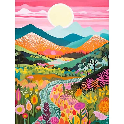 Diamond Painting-Sonnenaufgang im bunten Tal