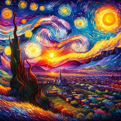 Diamond Painting-Sonnenaufgang und Sterne
