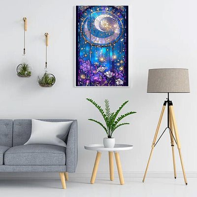 Diamond Painting-Sterne und Mond im Spiegel