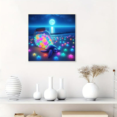 Diamond Painting-Strand bei Nacht