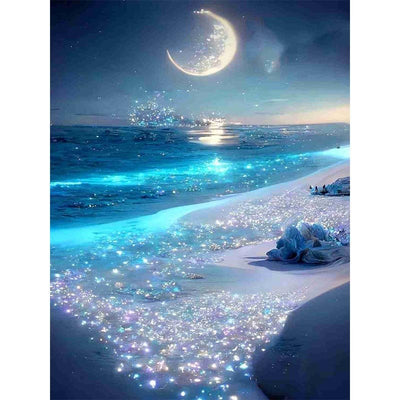 Diamond Painting-Strand im Mondlicht