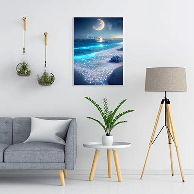 Diamond Painting-Strand im Mondlicht