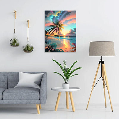 Diamond Painting-Strand im Sonnenuntergang