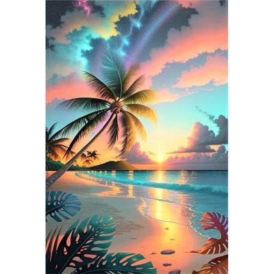Diamond Painting-Strand im Sonnenuntergang