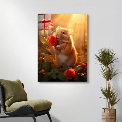 Diamond Painting- Süßer Hamster mit Rose