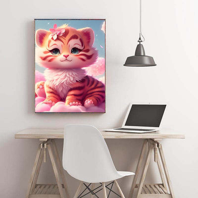 Diamond Painting-Süßer Tiger auf Wolken