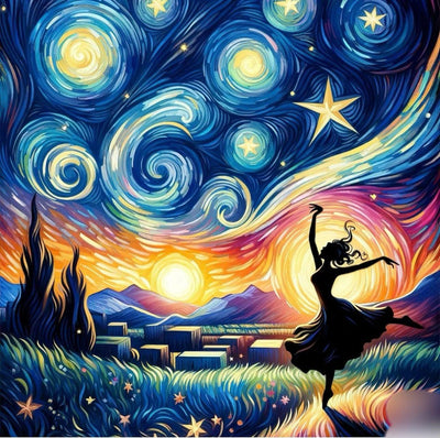 Diamond Painting-Tänzer bei Sonnenuntergang - Jetzt bei diamondspainting kaufen