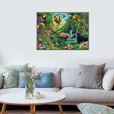Diamond Painting-Tierparadies im Regenwald