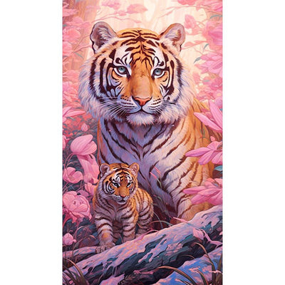 Diamond Painting-Tigermutter und Tigerbabys