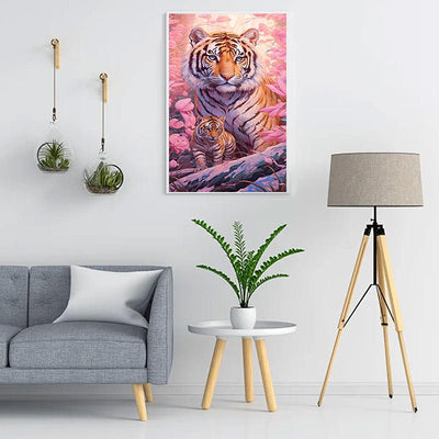 Diamond Painting-Tigermutter und Tigerbabys