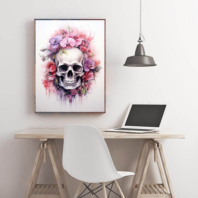 Diamond Painting-Totenkopf mit Blumen