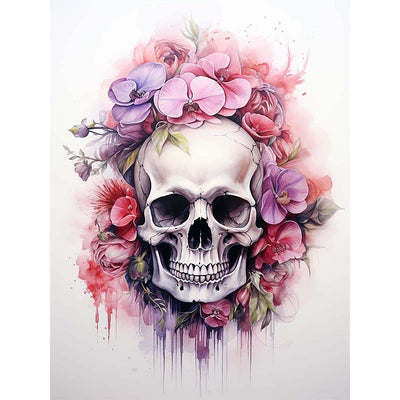 Diamond Painting-Totenkopf mit Blumen
