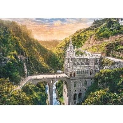Diamond Painting-Traumhafte Kirche auf der Brücke