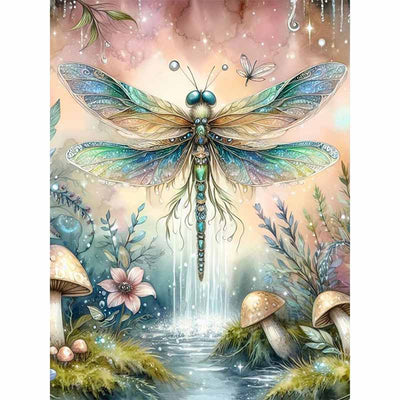 Diamond Painting-Traumhafte Libelle und Pilze
