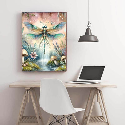 Diamond Painting-Traumhafte Libelle und Pilze