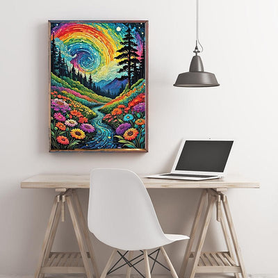 Diamond Painting-Traumhafte Regenbogenlandschaft 200 Farben