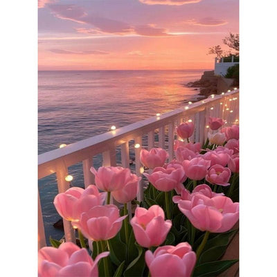 Diamond Painting-Tulpen am Meer