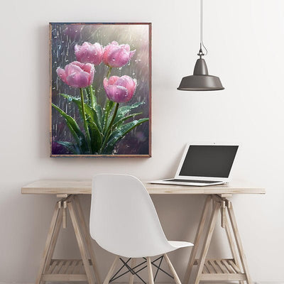 Diamond Painting-Tulpen im Regen